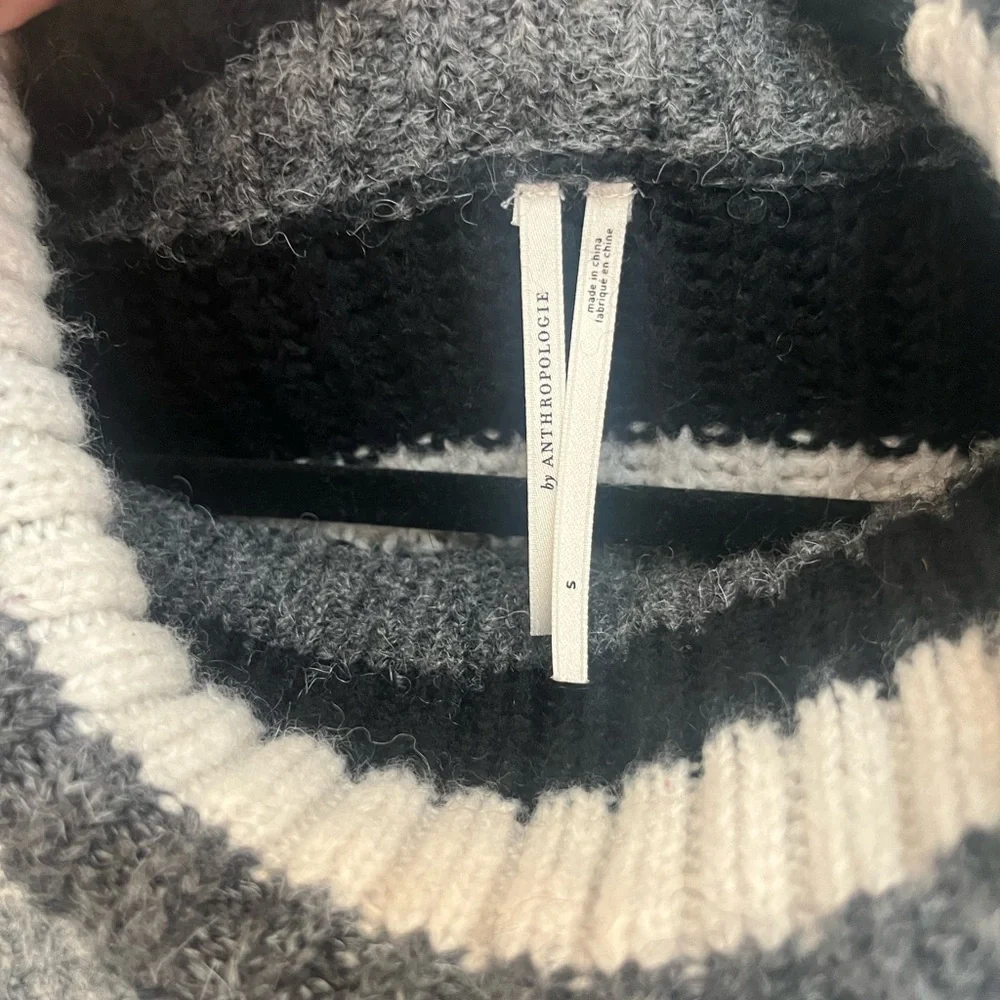 Anthropologie oversized turtleneck‎ striped wool blend sweater size small crop